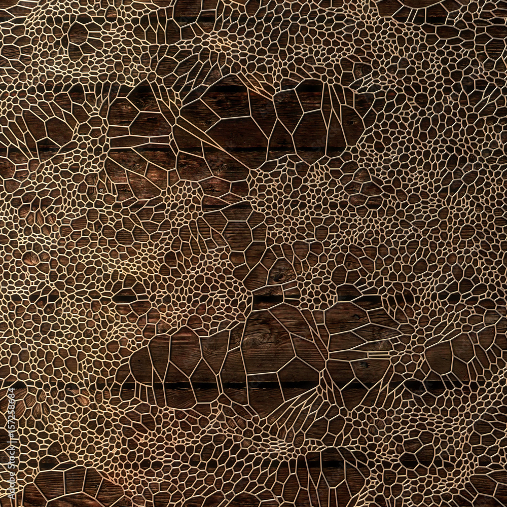 Aufkleber Gold abstract pattern on wood background. 3d rendering