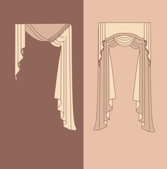  curtains and draperies interior decoration design ideas realistic icons collection isolated vector illustration