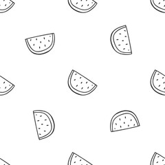 Seamless background with watermelon slices. Handmade ornate for 