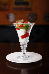 ice cream with berry topping