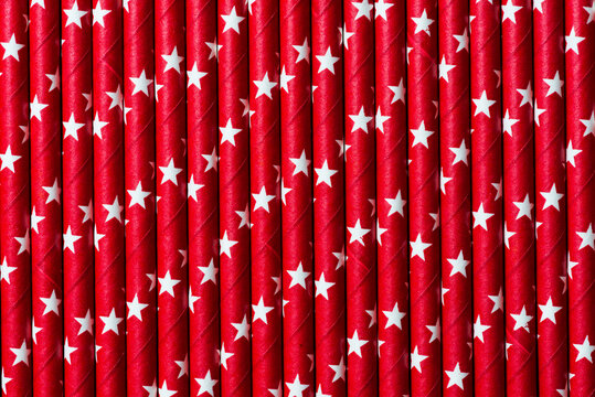 Red White Star Straw Background