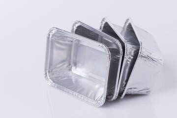 Aluminum foil tray on white