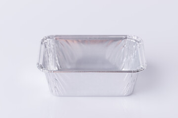 Aluminum foil tray on white