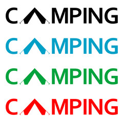 Icono plano CAMPING con tienda de camping varios colores