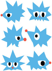 Abstract Simple Shaped Hedgehogs Vector Illustration
