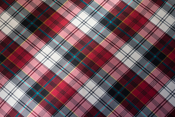 chequered multi colored viscose fabric from above