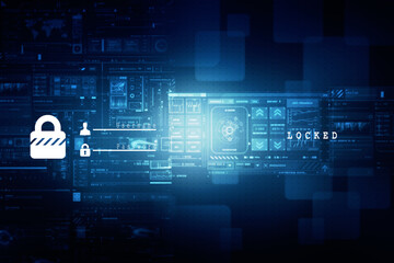 2d illustration Safety concept: Closed Padlock on digital background