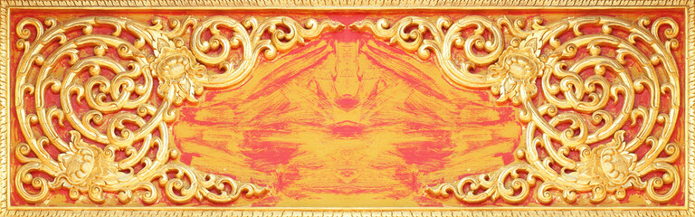 Pattern of flower carved on wood background