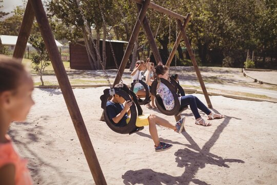 Schoolkids playing in playground