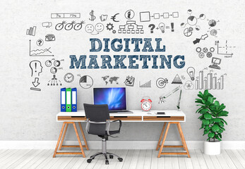 Digital Marketing! / Office / Wall / Symbol - obrazy, fototapety, plakaty