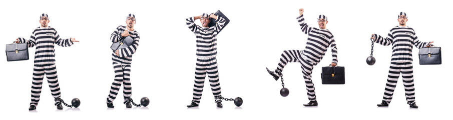 Convict criminal in striped uniform