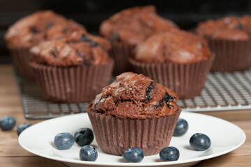 Home Baked Blueberry Chocolate Muffins.