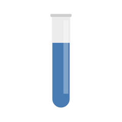 Flat icon blue test tube. Vector illustration.