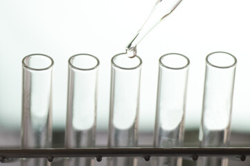 scientific experiments,  Laboratory equipment and  test tubes- science concept