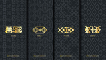 Packaging template of arabic pattern design element concept dark background and logo vector design