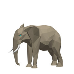 Polygonal elephant. Isolated on white background. 3D Vector illustration.
