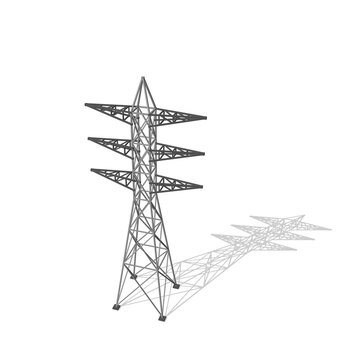 Power transmission tower. Isolated on white background. Vector illustration.