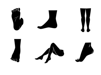 Legs, boots feet icon set. Vector art.