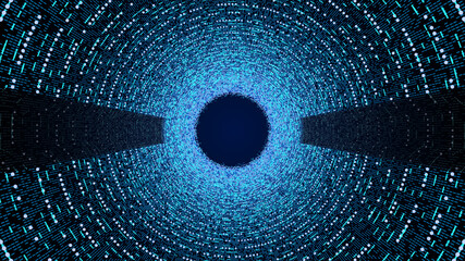 Abstract blue futuristic tunnel illustration technology concept