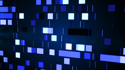 Glitched shapes. Random digital signal error. Abstract contemporary background made of blue pixel mosaic illustration