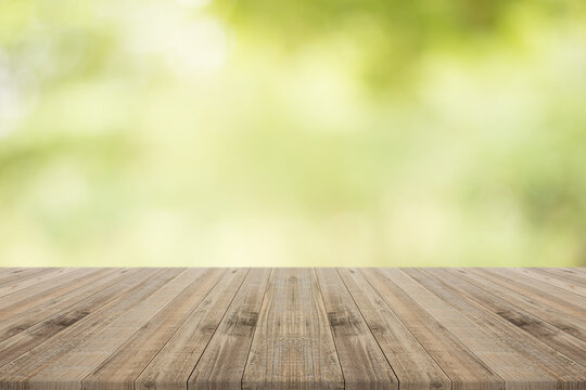 Empty wooden table with natural background,Free space for product editing