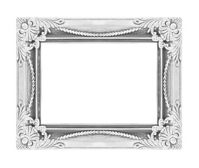 The antique silver frame isolated on white background