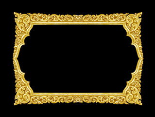 old decorative gold frame - handmade, engraved - isolated on black background