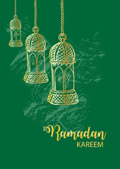 Ramadan Kareem Design Background with lenterns.