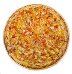 Circle pizza on isolated background