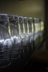 Empty glasses on shelf 