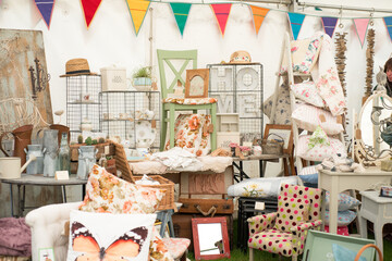 an antiques and vintage craft stall
