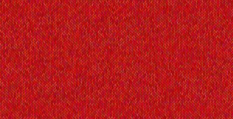 Bright knitted texture on red background.