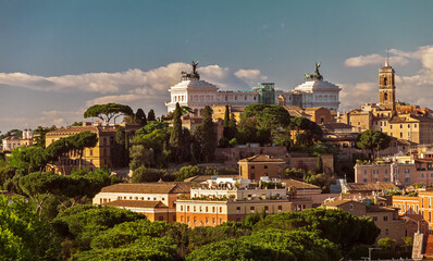 Fototapeta premium View on Capitol Hill at sunset in summer, Rome