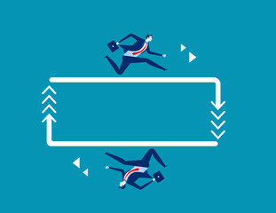 Businessman running on the arrow. Concept business vector.