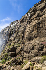 Dangerous chain ladders on the Sentinel Hike, Drakensberge, South Africa