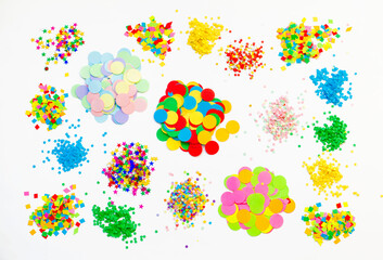 Color holiday confetti of various types