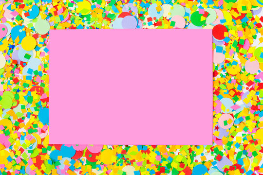 Color holiday confetti of various types. Space for your text.
