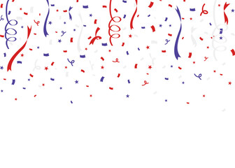 USA flag colors themed confetti on white background