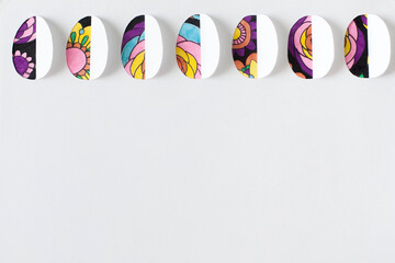 Paper card with easter eggs. White backgraund.