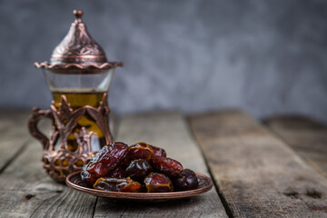 Ramadan kareem holiday concept with iftar dates