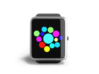 digital smart watch or clock with icons 3d render on white