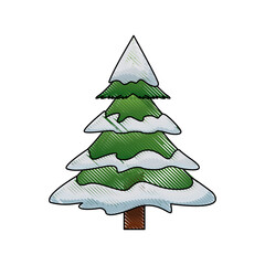 christmas tree pine ornament cartoon icon vector illustration