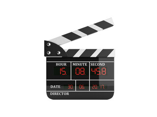 movie clapper board high quality 3d render on white no shadow