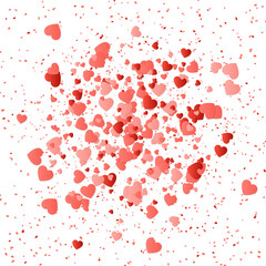 Marriage chaotic background with hearts on a white backdrop.
