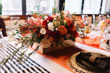Adorable bouquet on luxury prepeared event table
