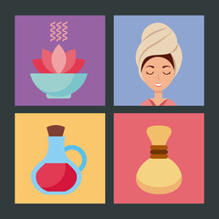 Spa utensils icons set illustration vector graphic design