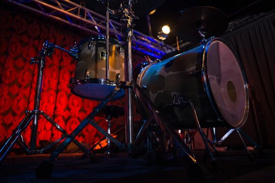 Drum kit in recording studio