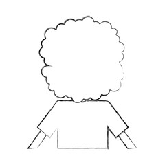 back Curly haired boy character vector illustration design