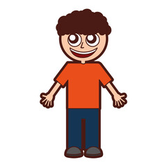 Curly haired boy character vector illustration design