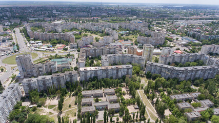 Fototapeta premium Aerial shot of Kherson with amazing cityscape and landscape in summer